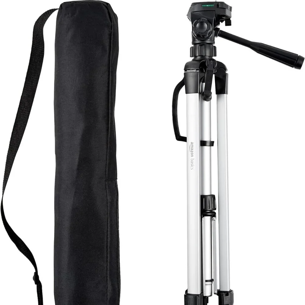 NWT Amazon Basics 60 inch Lightweight Tripod with Bag, Silver